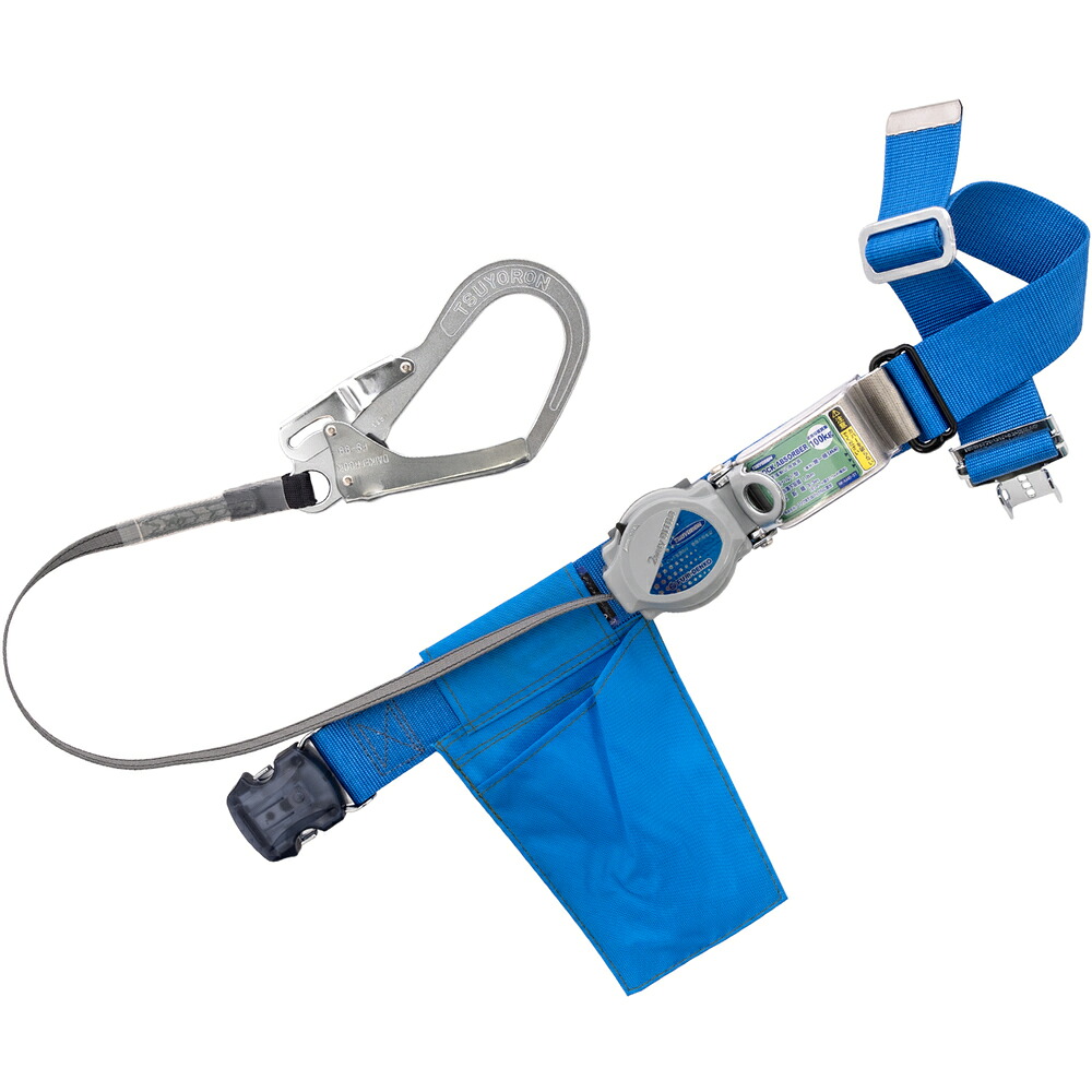 【製造会社直送T】 ＴＳＵＹＯＲＯＮ 胴三尺帯型墜ちる取り締まり用物の具（巻取手合い）鍵を掛ける規則体系付き添い人 ２ＷＡＹリトラ 青 Ｍ大きさ 幅５０ＭＭ×長さ１２００ＭＭ ワンタッチバックル遣りくち 結核症-TRN-OT599-BL4-M-BP