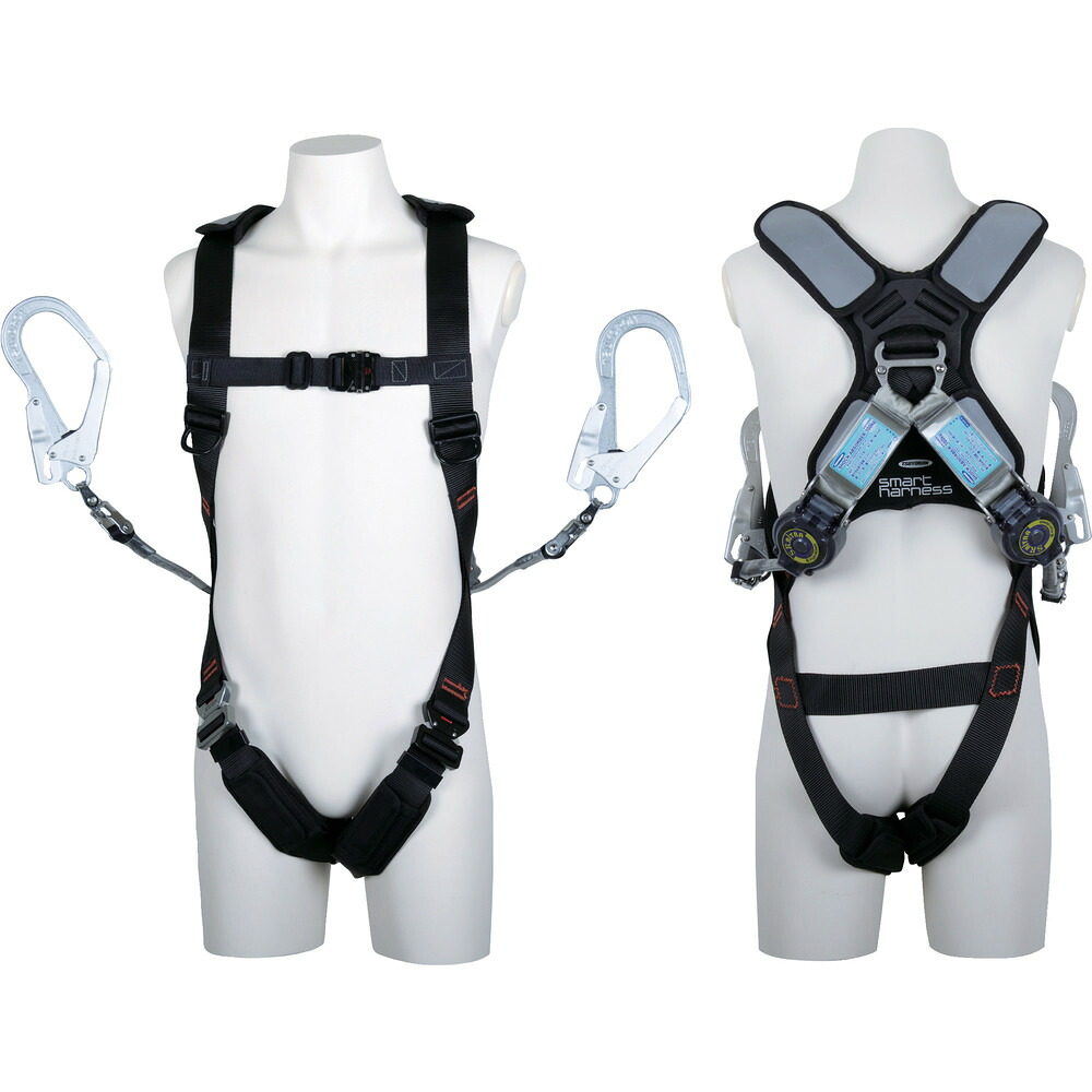 【製造会社直送T】 ＴＳＵＹＯＲＯＮ かっこ良い馬具 ツインランヤード付き添い人 鍵を掛ける規則体系付き添い人巻取式ＳＲリトラ 黒 Ｌ大いさ TH-SM510-2TR93SV-OT-BLK-L-2R23-BX