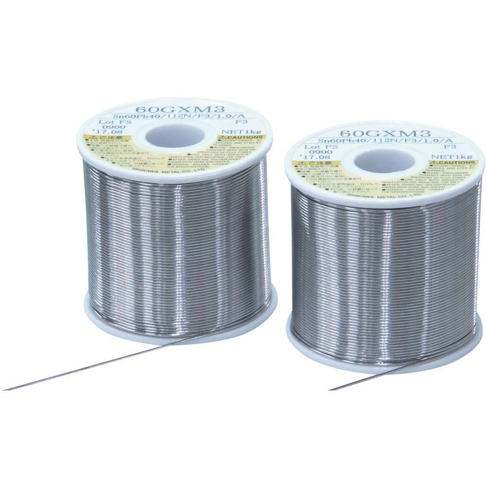 石川　やに入りはんだ　スーパーロヂン　６０ＧＸＭ３（すず６０％／鉛４０％）&minus;０．８ｍｍ&minus;１ｋｇ　60GXM3-08 (60%0.8MM 1KG)｜ものづくり本舗 店 15,517円