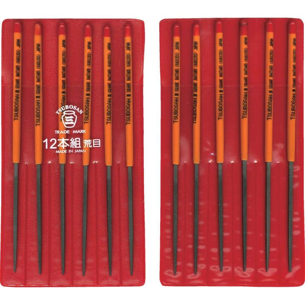 【製造業者直送T】 ツボサン 組ヤスリ １２本組 角 荒目 KA012-01