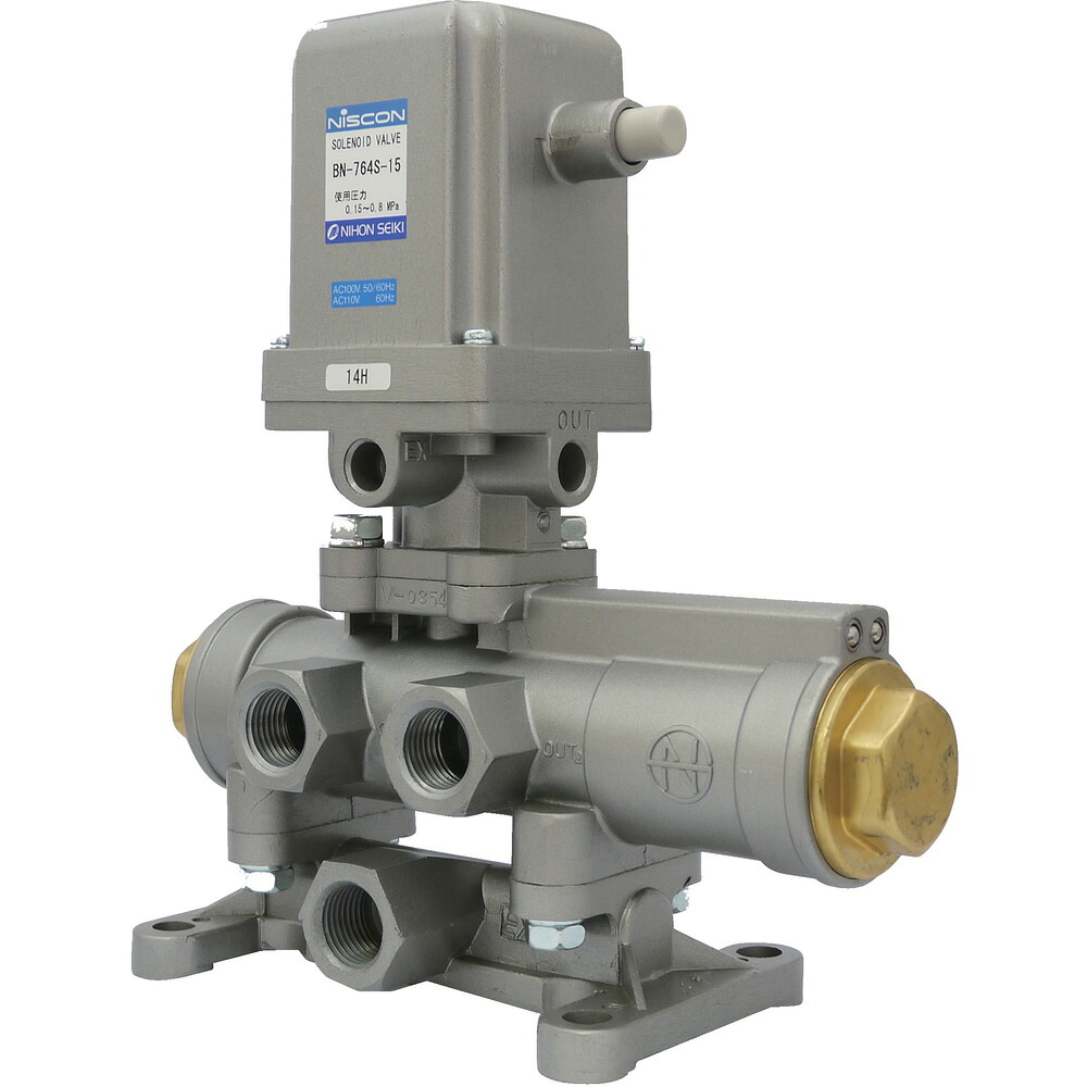 【製造業者直送T】 日本精器 ４道のり電磁弁１５ＡＡＣ１００Ｖ７６つづき物 BN-764S-15-E100 (1/2 AC100V)
