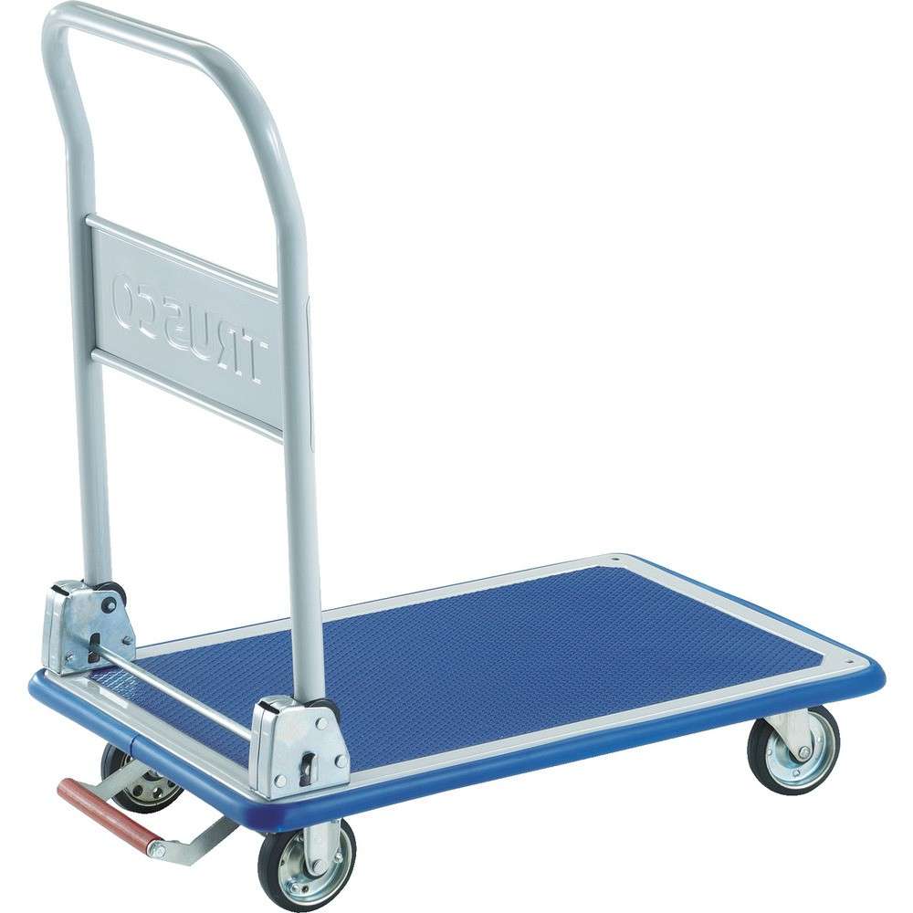 【製造会社直送T】 ＴＲＵＳＣＯ 押しつける製手押し車 ドンキーカート 折りたたみ式７４０×４８０ いの一番式据えつける車ストッパー付 101NKB