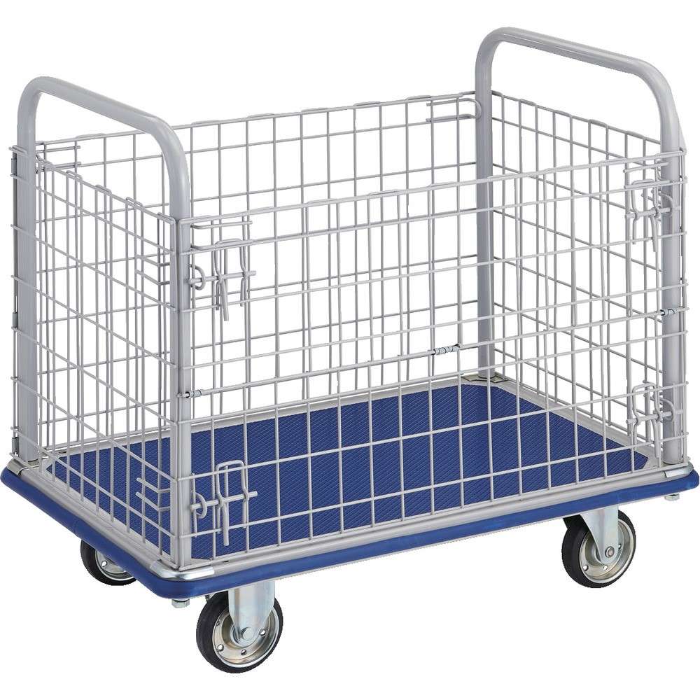【製造業者直送T】 ＴＲＵＳＣＯ 押し付ける製手押し車 ドンキーカート 金網付９１５×６１５ 307N