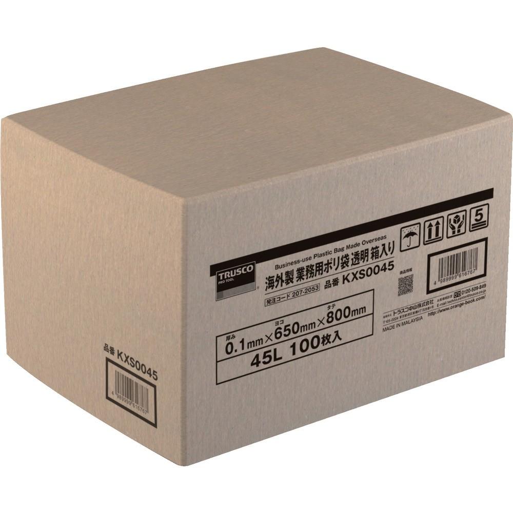 【製造会社直送T】 ＴＲＵＳＣＯ 外国で製 御勤め用ポリ袋 澄み切った・箱入 ０．１×４５Ｌ １００枚入 KXS0045