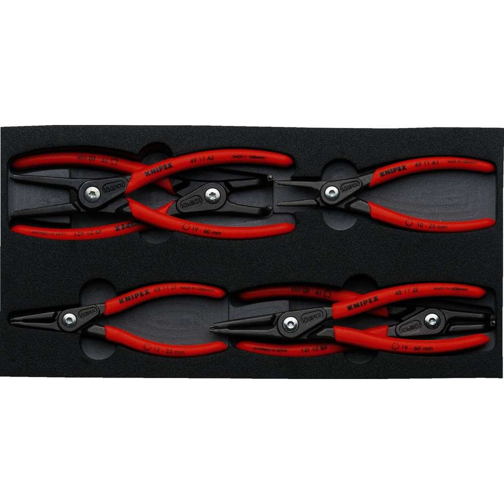 ＫＮＩＰＥＸ　６本組　精密スナップリングプライヤーセット　ウレタントレイ　002001V02｜ものづくり本舗 店