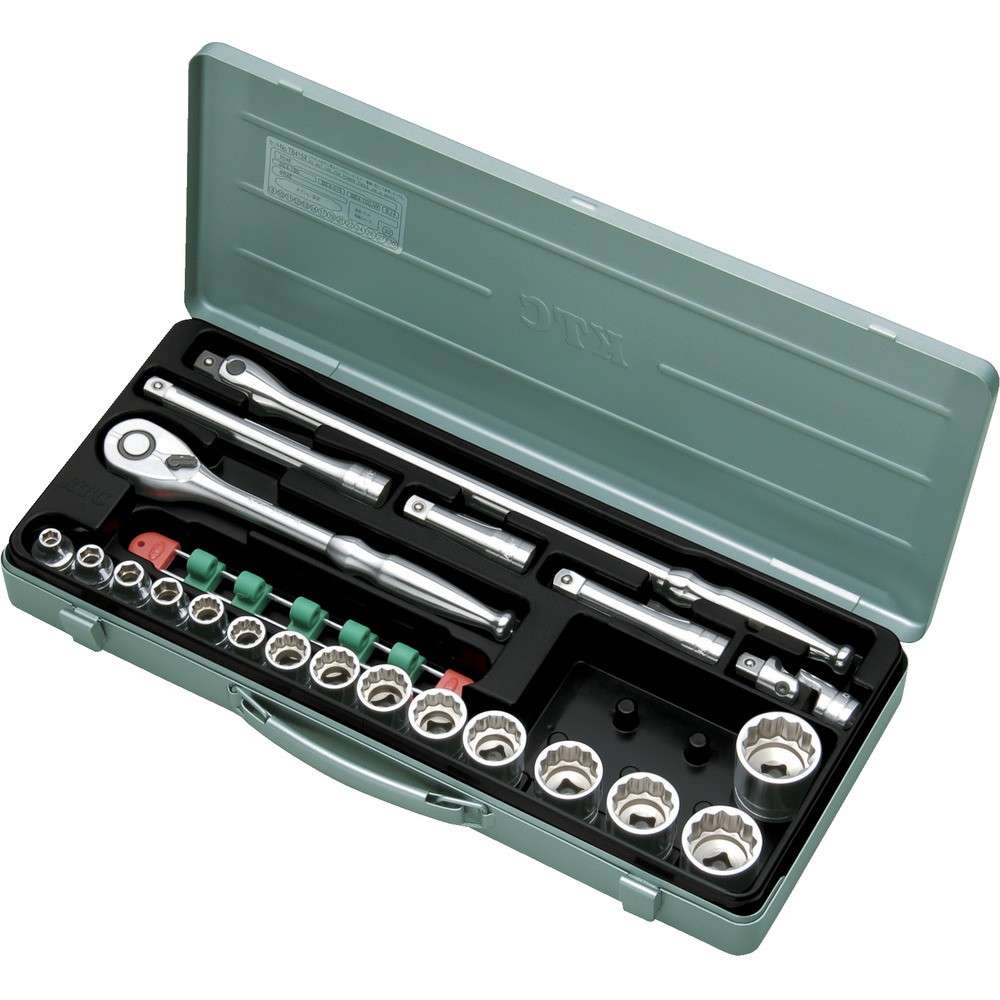 ＫＴＣ　１２．７ｓｑ．ソケットレンチセット（２１点）　差込角１２．７ｍｍ　２１点セット　６角　１２角　TB415X｜ものづくり本舗 店