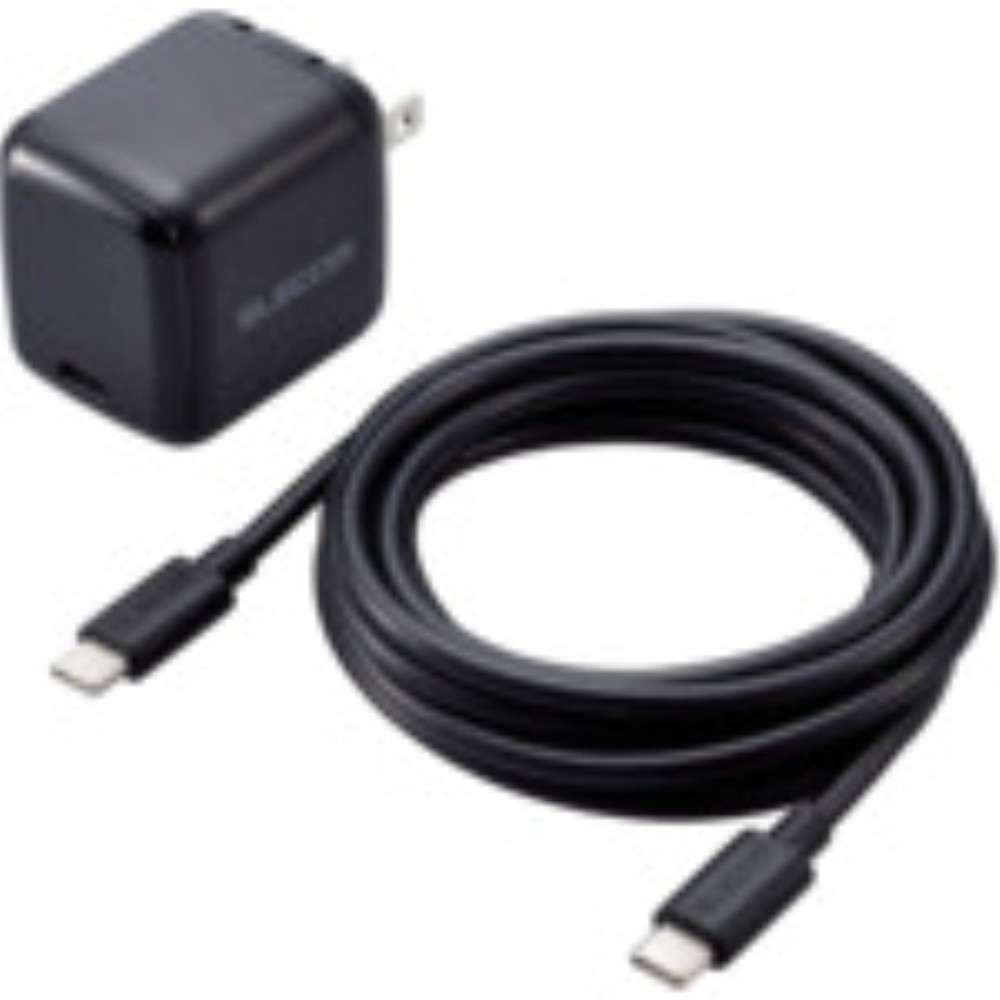 【製造業者直送T】 ＥＬＥＣＯＭ 万覚え帳ＰＣ用ＡＣアダプタ ＵＳＢ申し受ける器 ＵＳＢ ＰＤ ６５Ｗ ＵＳＢ－Ｃ×１ 有線テレビ付 ２．０ｍ ACDC-PD8765BK