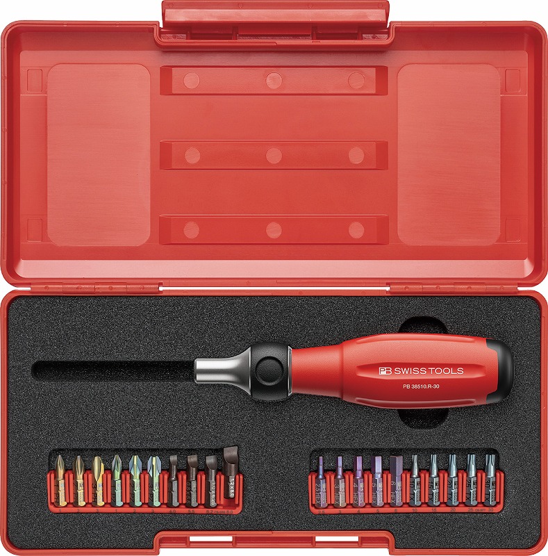 PBスイスツールズ\u003cBR\u003eEVOツイスターラチェットドライバーセット38510.R-30SET