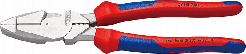 クニペックス(KNIPEX)架線工事用強力型ペンチ240mmコンフォートハンドルクロムメッキ0905-240｜プロツール　店