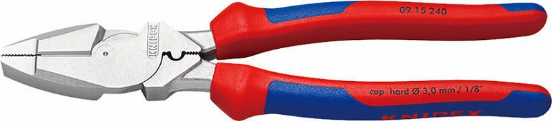 クニペックス(KNIPEX) 架線工事用強力型ペンチ240mm【圧着付】 コンフォートハンドル クロムメッキ 0915-240