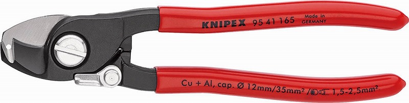 クニペックス(KNIPEX)スプリング付ケーブルカッター 165mmストリップ付9541-165｜プロツール　店
