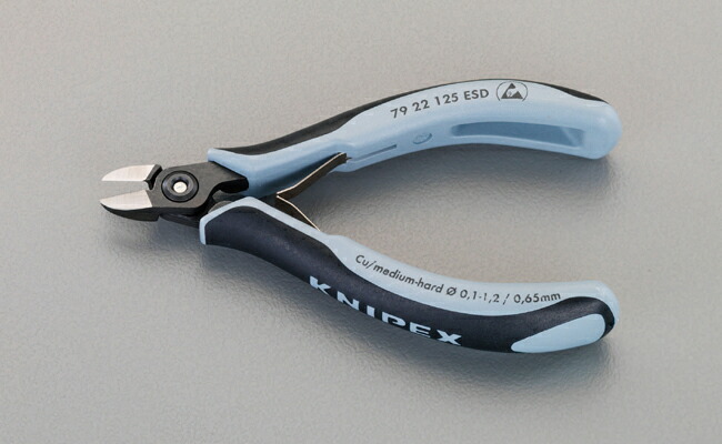 クニペックス(KNIPEX)ESD精密エレクトロニクスニッパー125mmラウンドヘッド7922-125ESD 7922125ESD