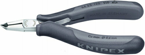 クニペックス(KNIPEX)ESDエレクトロニクスエンドカッティングニッパー120mmコンフォートハンドル6462-120ESD|プロツール 店