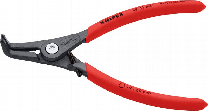 クニペックス(KNIPEX) 軸用精密スナップリングプライヤー19-60mm 90°ベントヘッド・オープンリミッター機能付 4941-A21 リング 取り外し