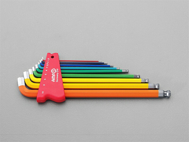 AMF(エーエムエフ) ロング六角レンチセット9本組ショートヘッド ミリ マルチカラー