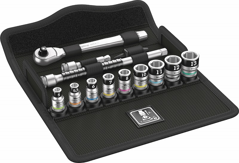 Wera 1/4”DRメタルラチェットソケットセット 【落下防止機能ソケット】13点 003756