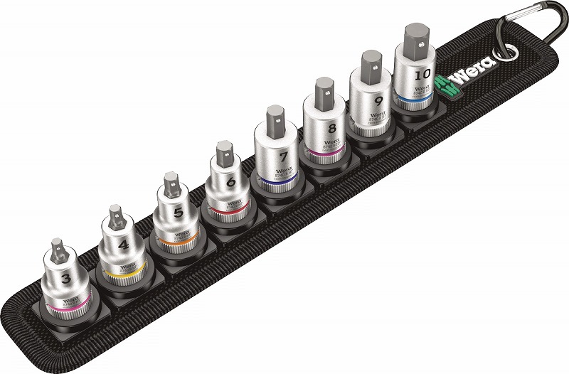 Wera<br>3/8”(Hex-Plus)ビットソケットセット【8点】<br>保持機能付<br>003971