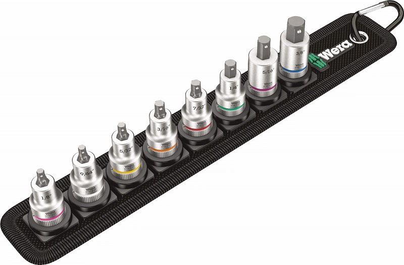 Wera<br>3/8”(Hex-Plus)ビットソケットセット【8点】<br>保持機能付<br>003974