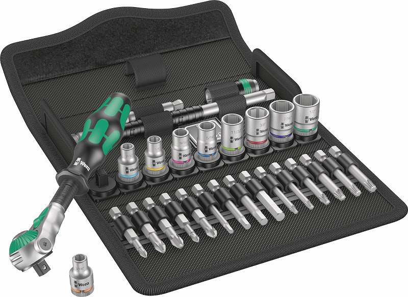 Wera 1/4”DRソケットレンチセット (インチ) 8100 SA 9 Zyklop Speed 004019