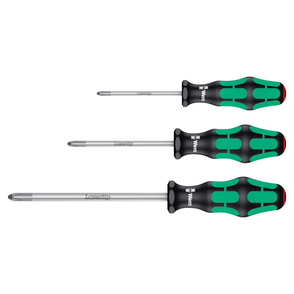 Wera レーザー加工プラスドライバーセット 3本組 350/3S