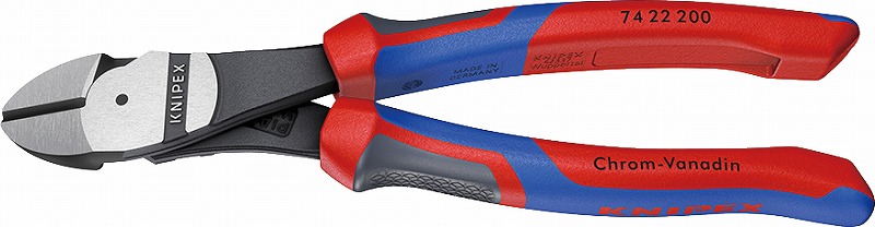 クニペックス(KNIPEX) 強力型斜ニッパー200mm 25°アングル【3Kグリップ】 7422-200