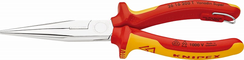 クニペックス(KNIPEX)絶縁ロングラジオペンチ200mm落下防止コンフォートハンドル2616-200TBK｜プロツール　店