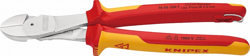 クニペックス(KNIPEX)\u003cBR\u003e縁切り豪然たる型斜ニッパー250粍落っこちる押しとどめる7406-250TBK