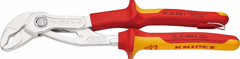 クニペックス(KNIPEX) 絶縁コブラ ウォーターポンププライヤー250mm落下防止8726-250|プロツール 店