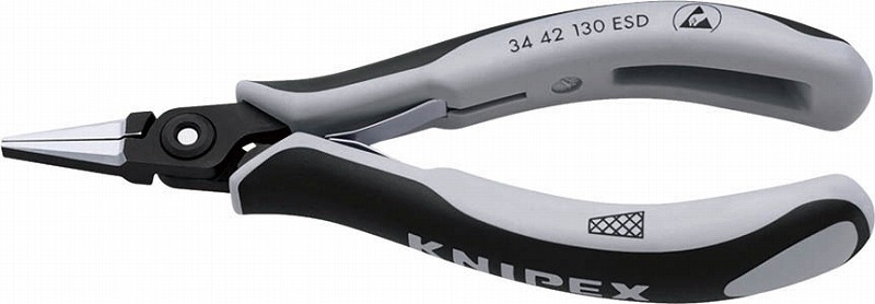 クニペックス(KNIPEX) ESD精密プライヤー130mm クロスメッシュ ヒラ 3442-130ESD