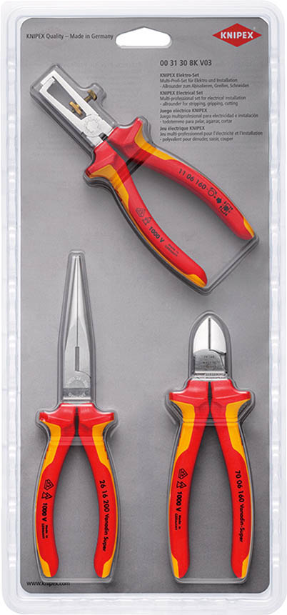 クニペックス(KNIPEX) 絶縁電工セット 3本組 003130BKV03