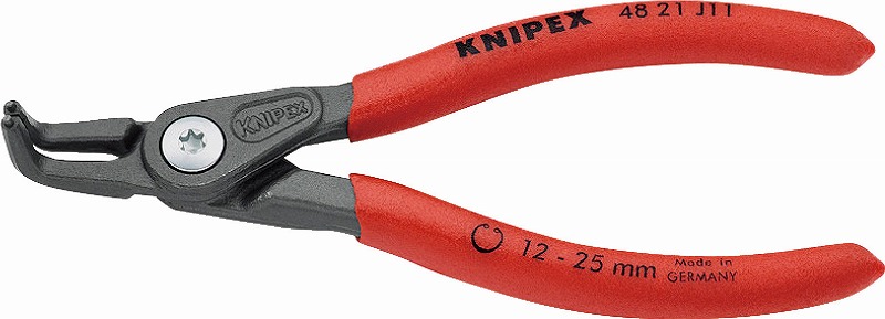 クニペックス(KNIPEX) 穴用精密スナップリングプライヤー12-25mm 90°ベントヘッド 4821-J11 リング 取り外し