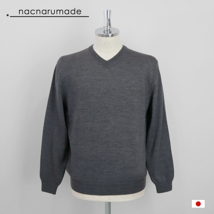 nacnarumade メンズ Vネック セーター 秋冬 冬 秋 日本製 ウール 長袖 薄手 五泉ニット ウールメンズVネックセーター