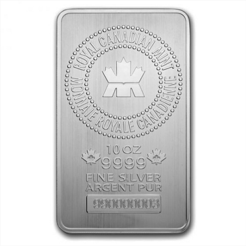 【訳あり】 10オンス シルバーバー 「王立造幣局」 純銀 インゴット 1本 純銀バー 99.99％ 311ｇ カナダ キャストバー 延べ棒 銀地金 品質保証書付