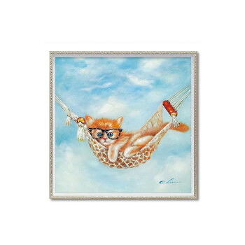 油絵の具 絵の具 作物「ハンモック 猫」 M大きさ OP-18023   ひとつひとつお手々絵の具【貨物輸送無料】