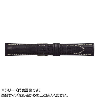 MIMOSA(ミモザ) 時計バンド クロコマット 19mm ブラック/ホワイトステッチ (美錠:銀) WRM-AW19 場面に合わせて、スタイリッシュにベルト交換!【送料無料】【メール便対応】｜プロフィット店
