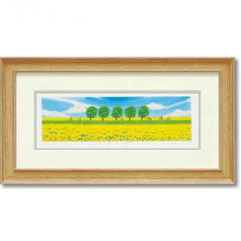 作物一こま くりのき はるみ「菜の花畑4(銀輪スピード競技)」 KH-10156   絵と額が仕掛けるになった商いもの【貨物輸送無料】