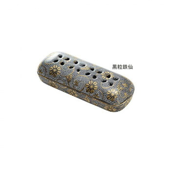 九谷焼 夕凪 寝かせる線香皿 小　黒粒鉄仙 上品な九谷焼の線香皿。【送料無料】