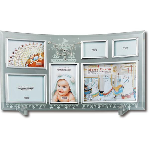 ユーパワー BABY GIFT メリー チャーム ガラス フォトフレーム 6ウィンドー GF-05091 出産祝いなど、ギフトにおすすめ☆【送料無料】