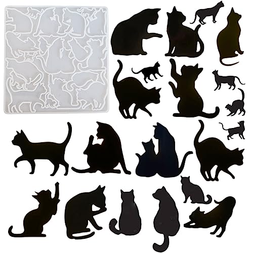 猫 シリコンモールド キーホルダー ネックレス ペンダント 20種類 きれい 猫形 猫物語 ネコ派 抜き型 レジンモールド シリコン型 UVレジン (A)画像