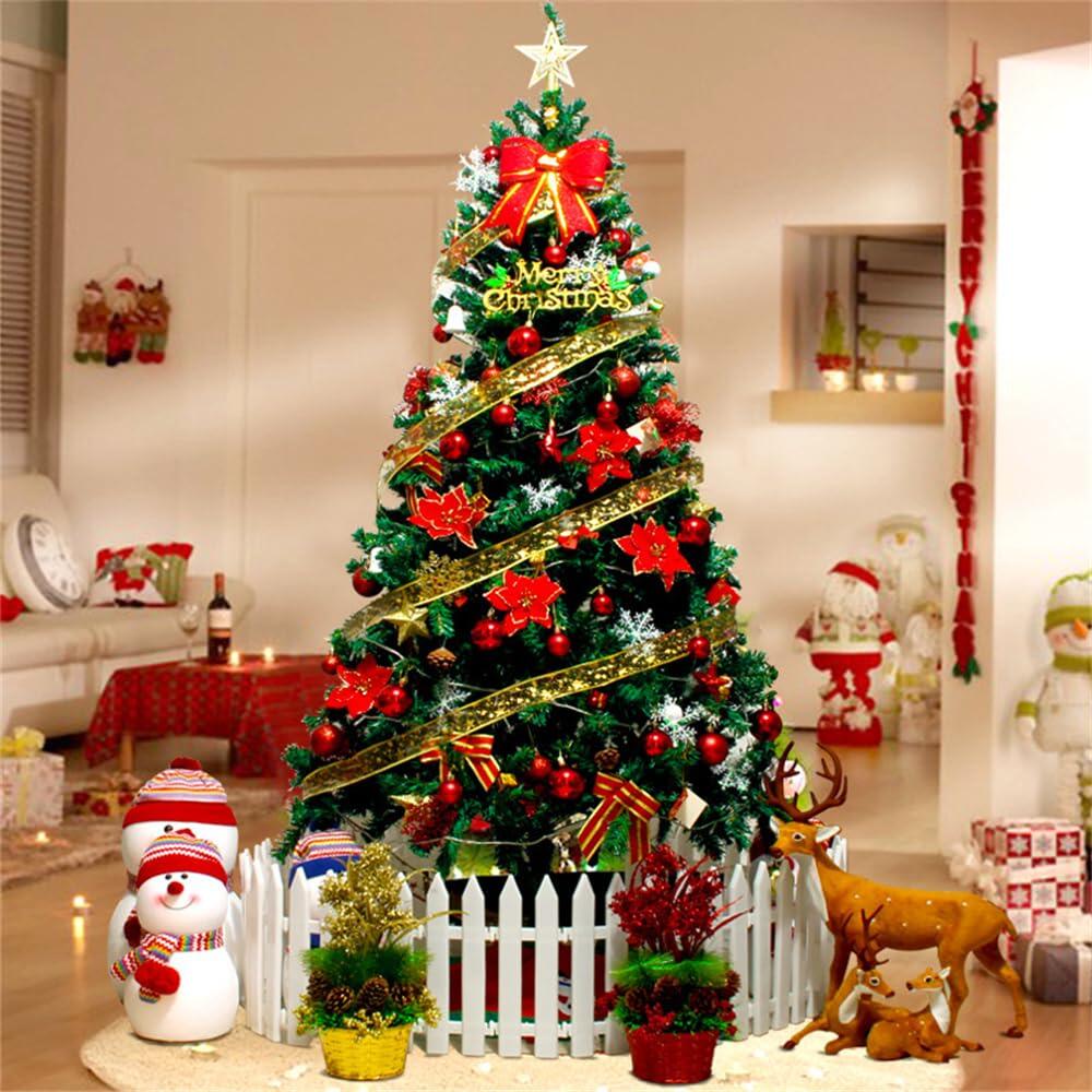 【3M/レッド】クリスマスツリー セット LED飾りライト 部屋 オーナメント 組立簡単 高級 豪華 装飾 高濃密度 LED付き おしゃれ 北欧 クリスマスグッズ 環境に優しい素材 豪華 クリスマス飾り おしゃれ 商店 プレゼント ギフト 贈り物 送料無料