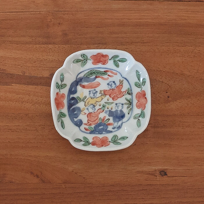 楽天市場】堀畑蘭 隅入豆皿 色絵唐子とお花 / 九谷焼 堀畑蘭 和食器