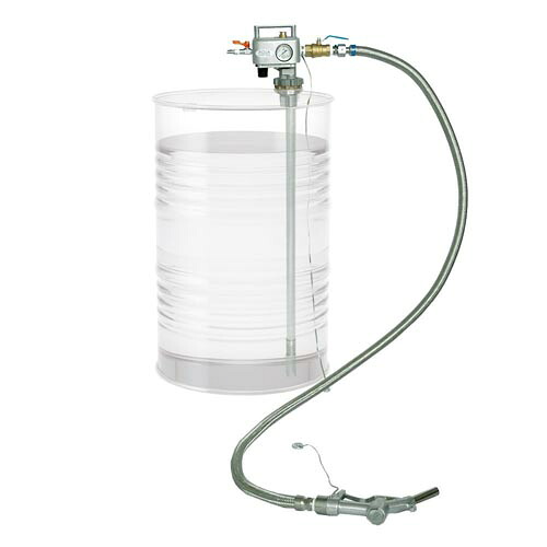 200L差しかためるドラム缶用エアプレッシャーポンプ(本体軽銀製・溶解剤用)手動鵞鳥ノズル付 APD-20ASN