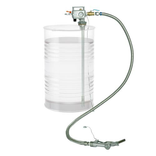 200L差しかためるドラム缶用エアプレッシャーポンプ(本体軽銀製・溶解剤用)手動鵞鳥ノズル付 APD-25ASN