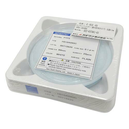 メンブレンフィルター (親水性PTFE印字機) 孔径0.1マイクロm 25枚入 13010809