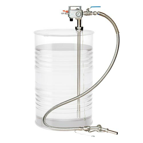 200Lクローズドラム缶用エアプレッシャーポンプ(SUS製・溶剤用)手動ガンノズル付 APD-20SUSN