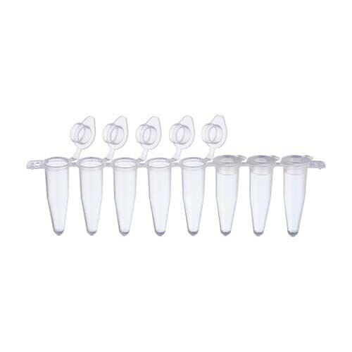 0.2mL PCR8連チューブ フラットキャップ付 137-231C