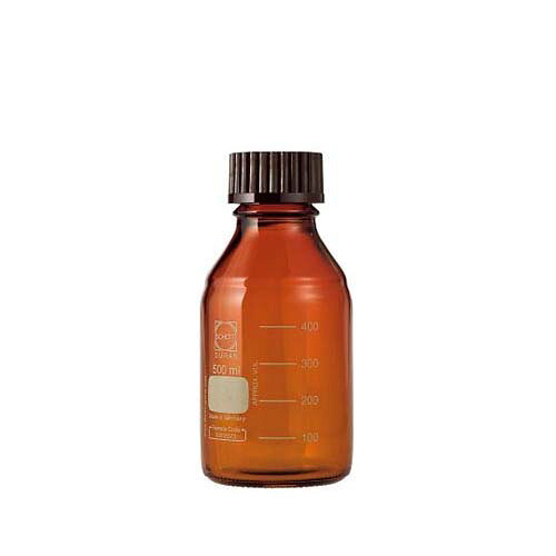 ねじ口びん (メジュームびん) 茶褐色 赤キャップ付 500mL 1箱 (10個入) 017210-5001A