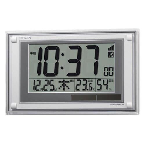 電波時計 (デジタル表示) (掛置兼用) 温湿度計付き 白 188*299*28mm 8RZ189-003