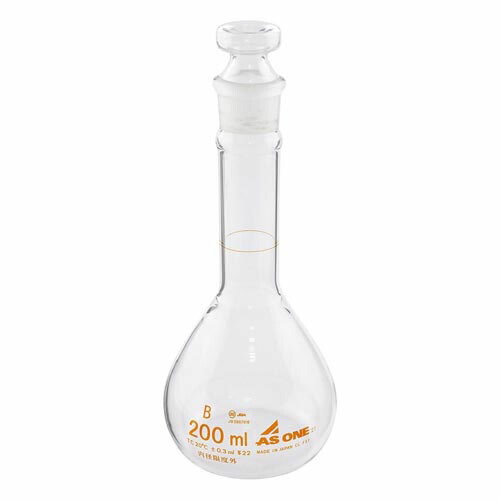 短型メスフラスコ 白 200mL 校正証明書付
