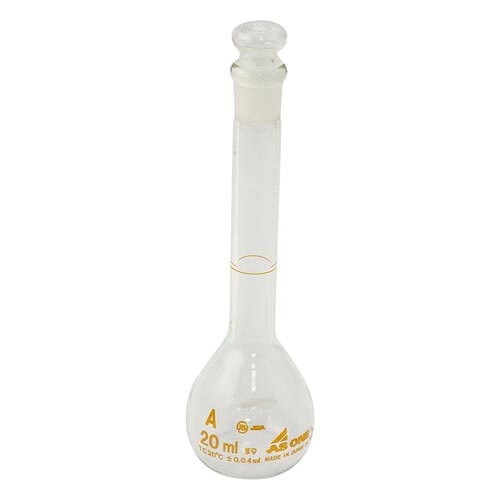 メスフラスコ 白 20mL 英語版校正証明書付